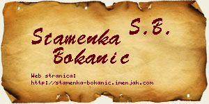 Stamenka Bokanić vizit kartica